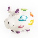 buntes Sparschwein mit Wolken-Motiv aus Keramik 12 x 9 cm