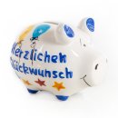 Sparschwein Herzlichen Gl&uuml;ckwunsch bunt 12,5 cm...