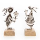 Paar Ostern Mann + Frau 14 cm silberfarben aus Metall