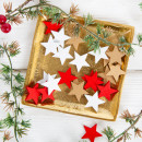 24 kleine Holzsterne Weihnachten Gold rot weiß...