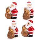 4 Mini Nikolaus Figuren mit Teddyb&auml;r Weihnachtsm&auml;nner 3cm