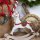 Schaukelpferd Weihnachtsfigur wei&szlig; gr&uuml;n Holz Figur Deko 21 cm
