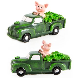 2 lustige Glücksschweine Auto voll Glück Glücksbringer 10 cm