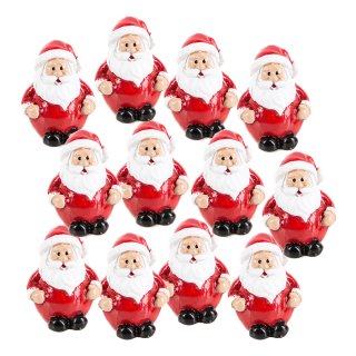 12 kleine Nikolaus Figuren Santa Weihnachtsmann Miniatur rot weiß 3 cm