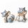 2 kleine Katzen Figuren Mini Deko grau Geschenk f&uuml;r Katzenbesitzer 4 cm