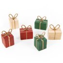 6 kleine Weihnachtspäckchen Deko Geschenke aus Holz...