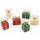 6 kleine Weihnachtspäckchen Deko Geschenke aus Holz rot grün Gold 5 cm