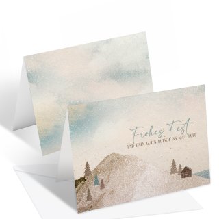 10 Weihnachtskarten mit Umschlag Set modern hygge Frohes Fest Weihnachten DIN A6 quer