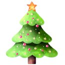 200 Weihnachtsbaum Sticker Tannenbaum Aufkleber auf Rolle grün gold Ø 5 cm