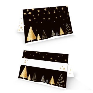 25 Tischkarten Weihnachten schwarz gold weiß zum Beschriften 8,5 x 5,5 cm