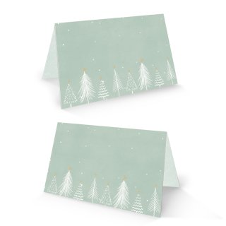 25 Tischkarten Weihnachten hellblau mintgrün hygge Platzkarten 8,5 x 5,5 cm