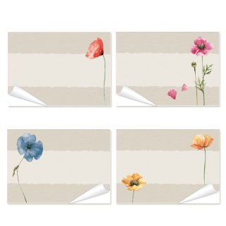 100 Geschenketiketten zum Beschriften 4 x 25 grau bunt floral für Namen 7,4 x 5,2 cm