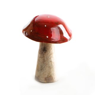 Fliegenpilz Dekofigur Pilz Figur zum Hinstellen rot braun Herbst  Deko 13 cm