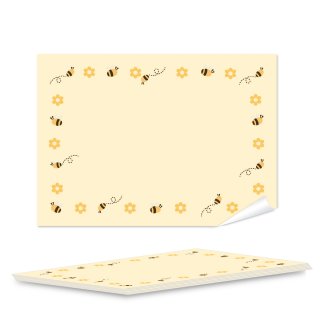 25 Etiketten für Honiggläser gelb mit Bienen 7,4 x 5,2 cm Aufkleber zum Beschriften