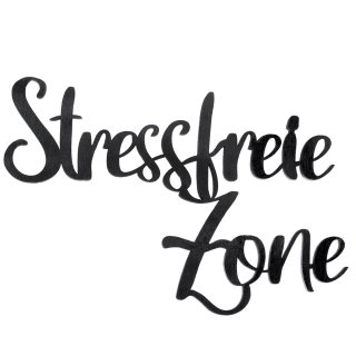 Schriftzug "Stressfreie Zone" aus Holz schwarz 25 cm