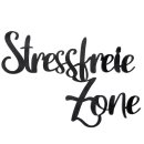 Schriftzug &quot;Stressfreie Zone&quot; aus Holz schwarz 25 cm