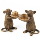 2 Mäuse Kerzenständer Gold für Stabkerzen...
