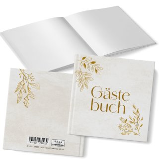 Boho Gästebuch mit weißen Seiten gold beige 18 x 18 cm Hochzeitsgästebuch