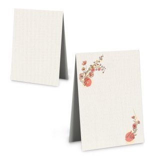 25 Platzkarten zum Beschriften Tischordnung Hochzeit beige rot floral 8,5 x 5,5 cm