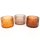 3 Teelichthalter aus Glas Boho Tischdeko Kerzenhalter orange braun 9 cm