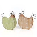 2 Hühner Figuren Hahn + Henne grün braun...