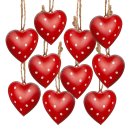 10 rote Herzen Herzanhänger Metallherzen zum...
