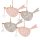 4 Vogel Anh&auml;nger aus Holz Fr&uuml;hlingsdeko V&ouml;gel rosa grau 14 cm