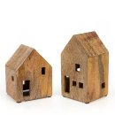 2 Häuser zum Hinstellen Haus Figuren aus Holz braun...