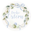 200 Frohe Ostern Sticker auf Rolle 4 cm pastell hellblau...