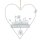 Herz Willkommensschild aus Metall grau Blumenwiese 26 cm T&uuml;rkranz Herzform
