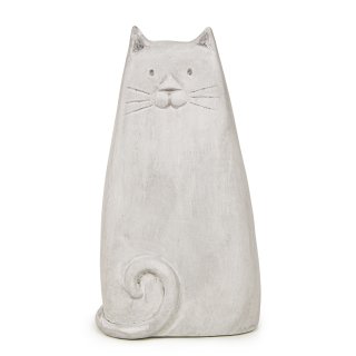 Große Katze 30 cm Deko Figur aus Keramik grau Beton-Optik Dekokatze