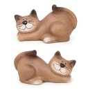 2 Deko Katzen beige braun aus Keramik Katzenfiguren...