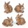 4 Hasen Figuren Ostern Deko braun Terrakotta 9,5 cm Osterhasen kleines Ostergeschenk