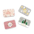 4 kleine Metalldosen Frohe Weihnachten Mini Geschenkbox mit Deckel 9,5 x 6,5 cm